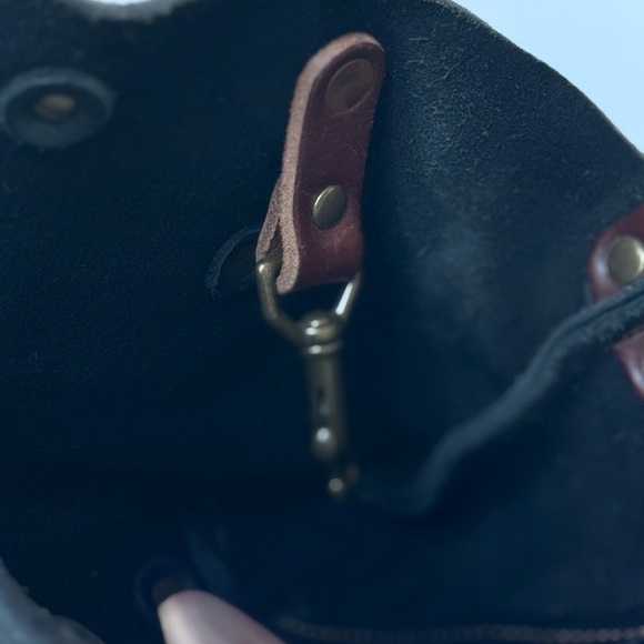 Go Forth Goods Avery Leather Tote Bag Mini Crossbody Color Block - Picture 7 of 15